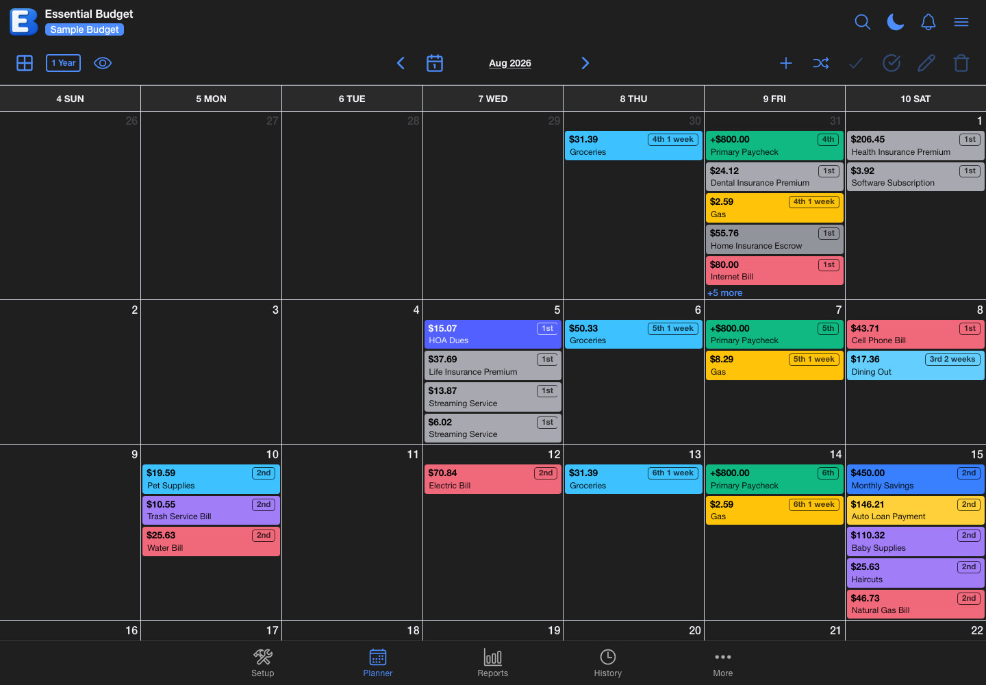 Planner Calendar View