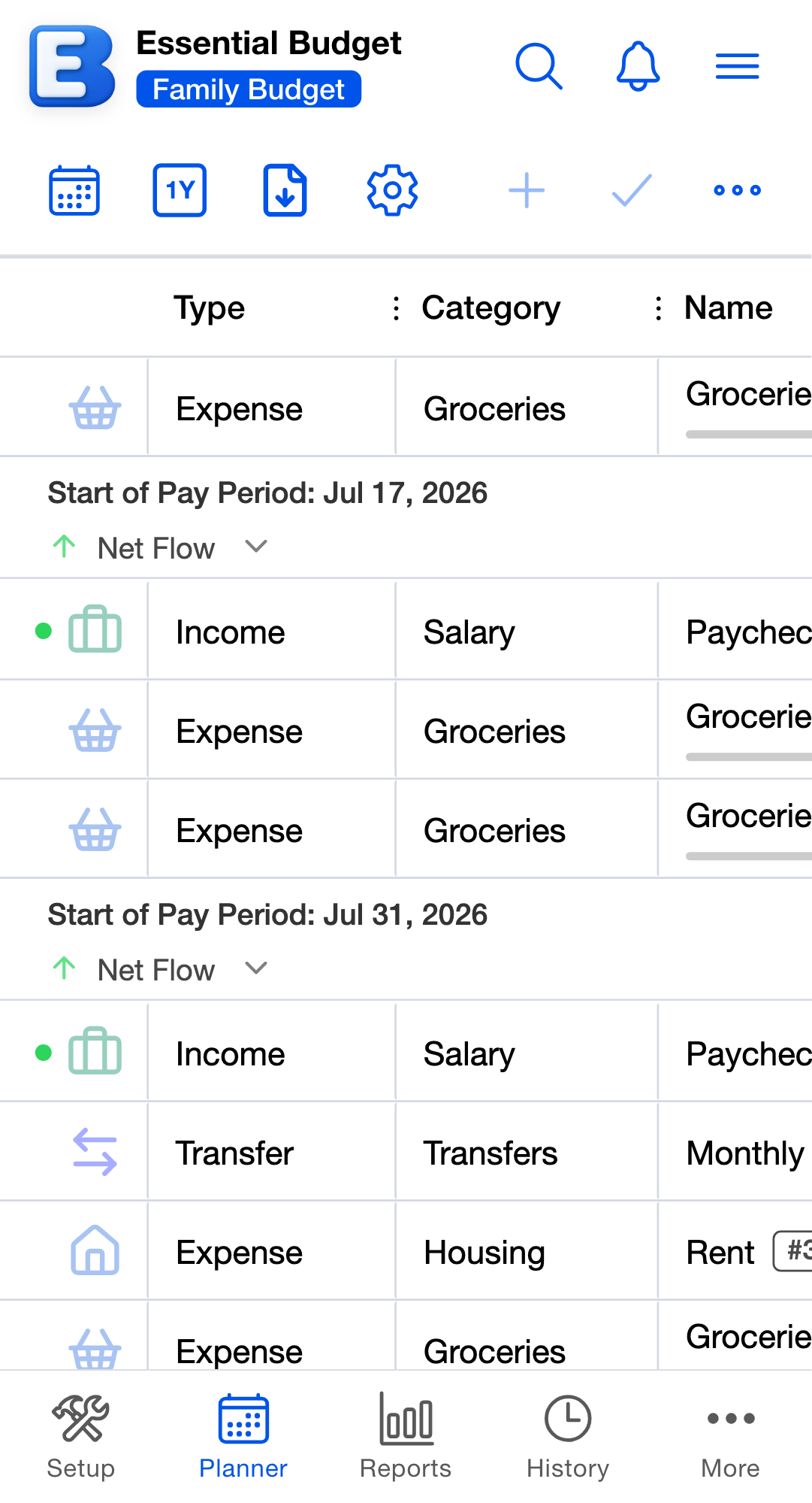 The planner as a View Only collaborator sees it: the events render normally while the toolbar's editing controls are disabled.